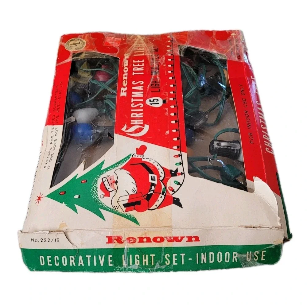 Vintage‎ Renown Indoor Christmas Tree Lights String Working Missing a Few Bulbs